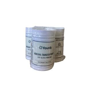 Younik Adhesive DTF & DTG Transfer Powder Set of 3 Each one 16 0z.